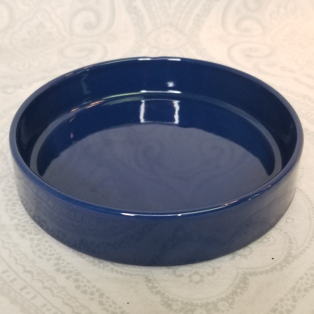 Vintage Copco Denmark Navy Blue Enameled Cast Iron Ashtray Round